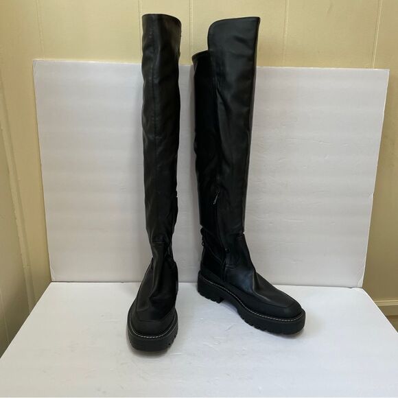 NEW WITHOUT TAGS SAM EDELMAN LERUE TALL RIDING BOOTS IN BLACK VEGAN LEATHER - Picture 5 of 13